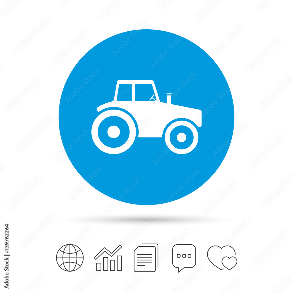 Tractor sign icon. Agricultural industry symbol.