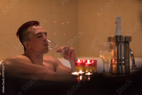 man relaxing in the jacuzzi