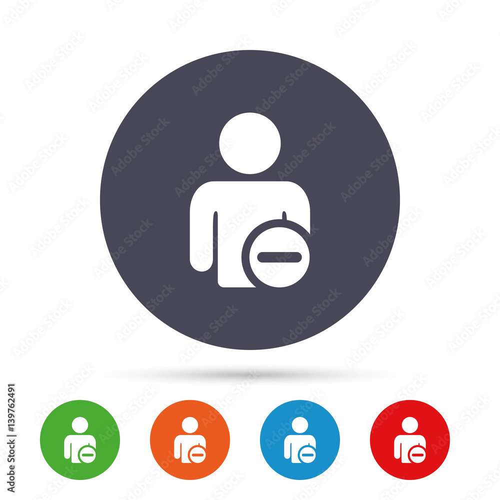 Delete user sign icon. Remove friend symbol. Delete user sign icon. Remove friend symbol.
