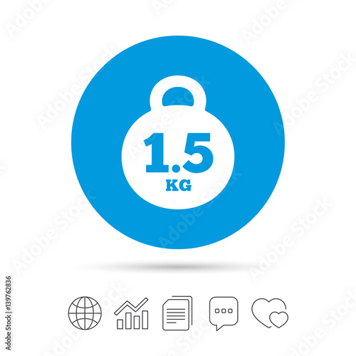 Weight sign icon. 1.5 kilogram (kg). Mail weight.