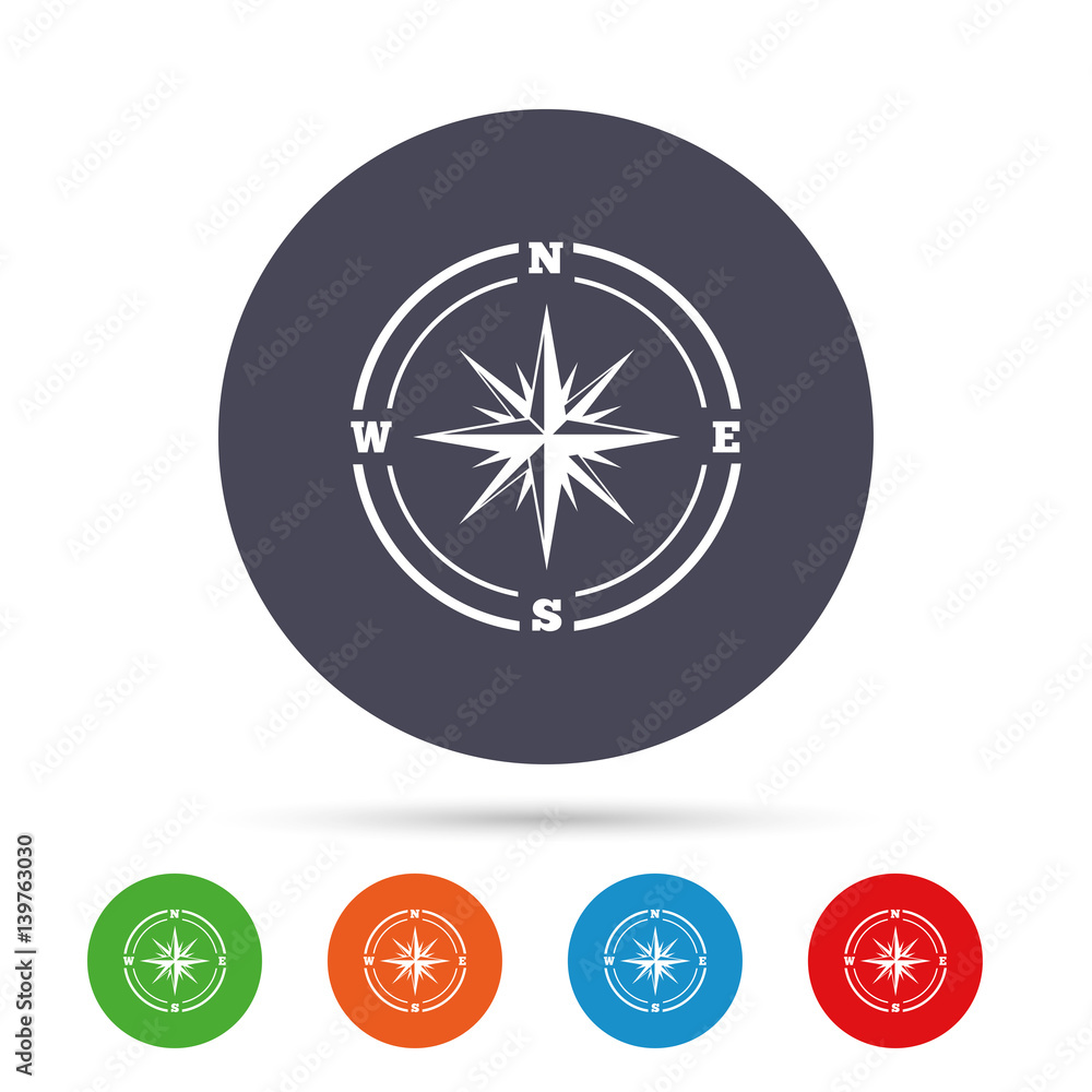 Compass sign icon. Windrose navigation symbol. Compass sign icon. Windrose navigation symbol.