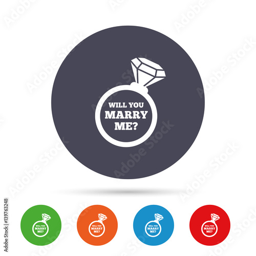Marry me ring sign icon. Engagement symbol.
