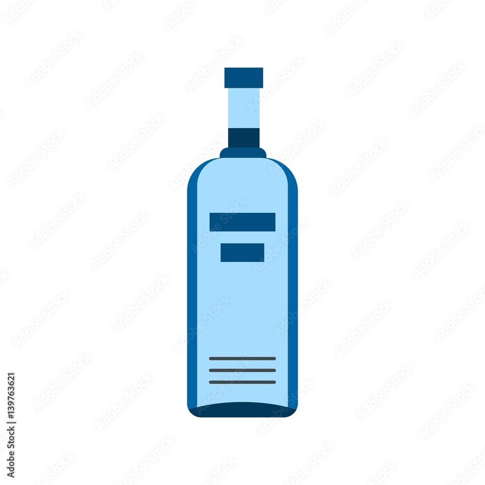Bottle of vodka icon, flat style Bottle of vodka icon, flat style