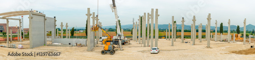 Panoramic view of building construction site