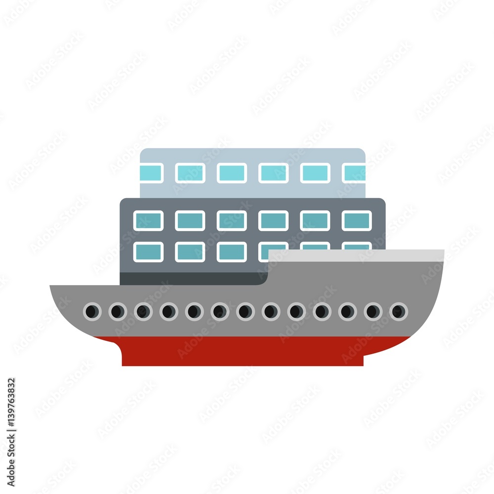 Large passenger ship icon, flat style Large passenger ship icon, flat style