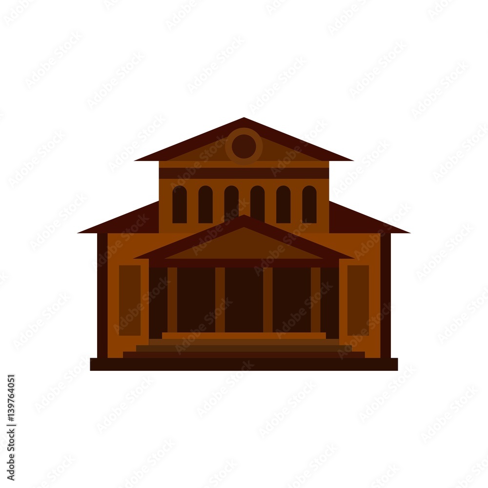 Theater building icon, flat style Theater building icon, flat style