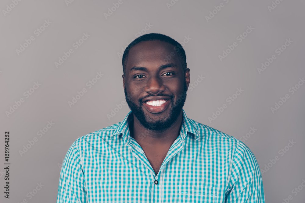 Portrait of afroamerican handsome bearded  man laughing