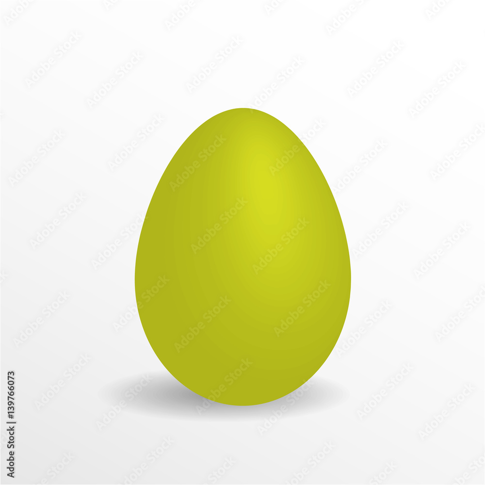 Green color egg. 3D illustration with shadow. Easter holiday theme.