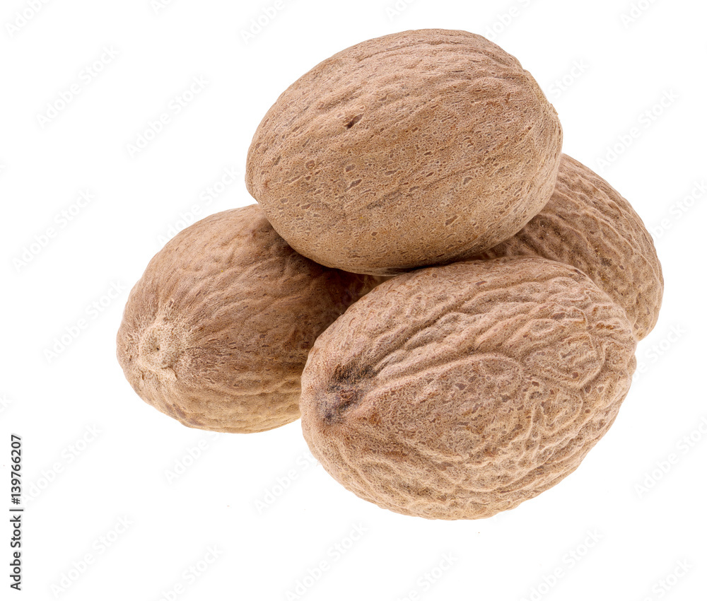 Nutmeg isolated isolated on white background Nutmeg isolated isolated on white background