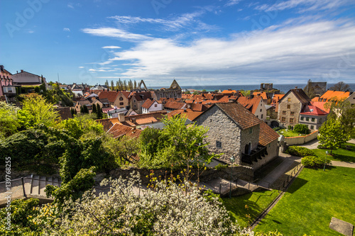 Visby, Gotland - May 15, 2015: Panorama of the town of Visby in Gotland, Sweden photo