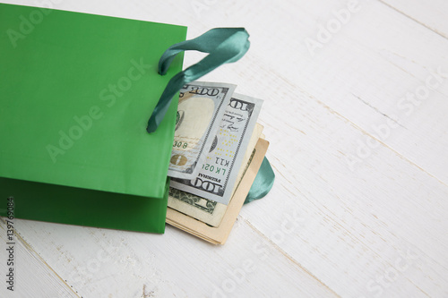 Money in a gift bag
