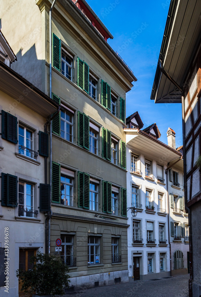 Classic city architecture of Switzerland street view
