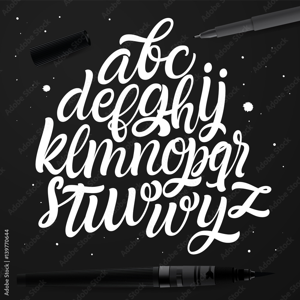 Vector Alphabet Background. Brush Letters. Handwritten Script Alphabet ...