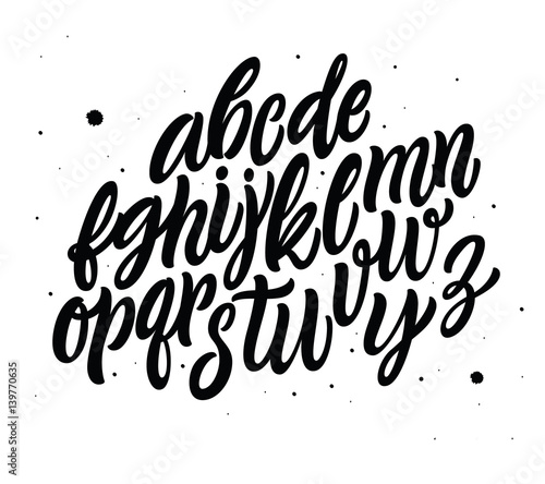 Vector Alphabet. Exclusive Custom Characters. Hand Lettering and Typographic art for Designs: Logo, for Poster, Invitation, Card, etc. Brush Typography. Handwritten style modern cursive font.