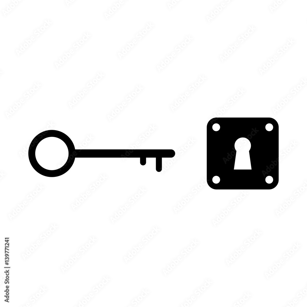 Key and keyhole vector icon Key and keyhole vector icon