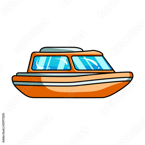 Orange rescue boat.Boat to rescue the drowning persons.Ship and water transport single icon in cartoon style vector symbol stock illustration.