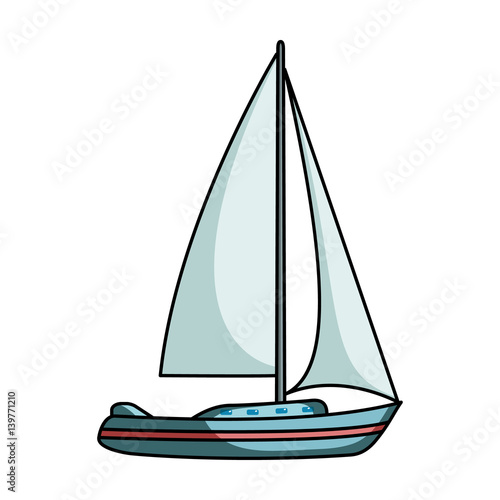 Sailboat for sailing.Boat to compete in sailing.Ship and water transport single icon in cartoon style vector symbol stock illustration.