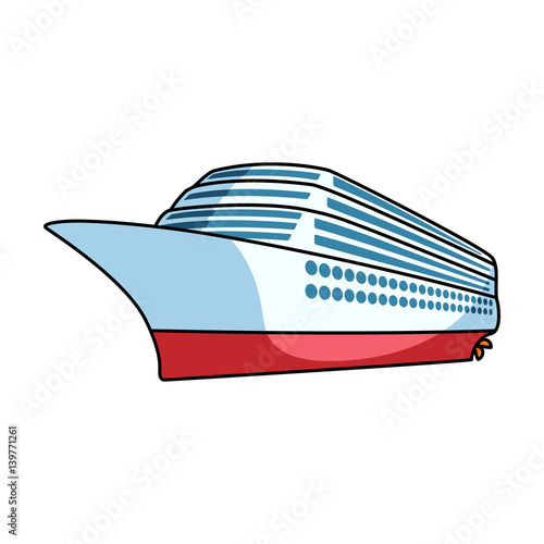 A huge cruise liner.Vehicle for travelling over long distances to a huge number of people.Ship and water transport single icon in cartoon style vector symbol stock illustration.