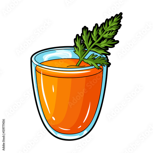 A glass with orange drink and a leaf.Healthy vegetarian carrot juice.Vegetarian Dishes single icon in cartoon style vector symbol stock illustration.