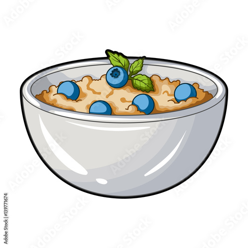 Delicious vegetarian porridge.Porridge for vegetarians blueberry.Vegetarian Dishes single icon in cartoon style vector symbol stock illustration.