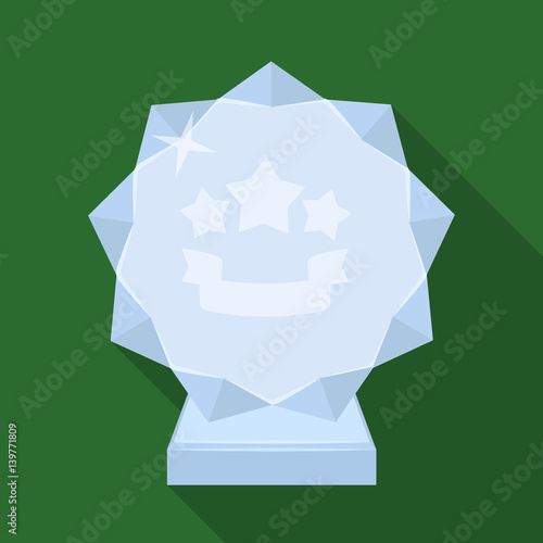 Crystal trophy in the shape of a star.Award for the best song in the talent contest .Awards and trophies single icon in flat style vector symbol stock illustration.