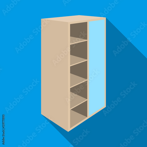 Light Cabinet with bins and mirror.Wardrobe for women's clothing.Bedroom furniture single icon in flat style vector symbol stock illustration.