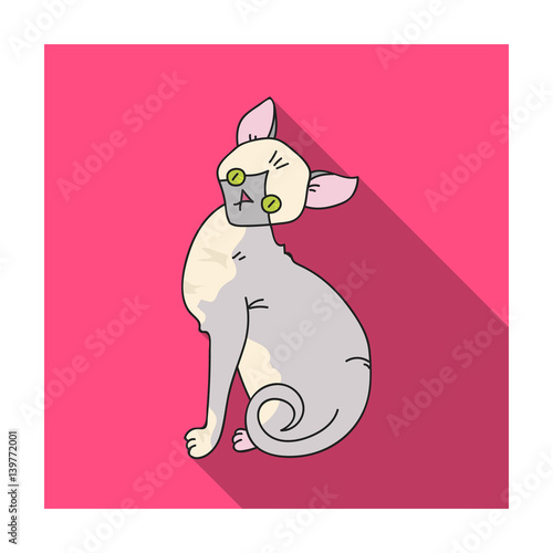 Sphynx icon in flat style isolated on white background. Cat breeds symbol stock vector illustration.