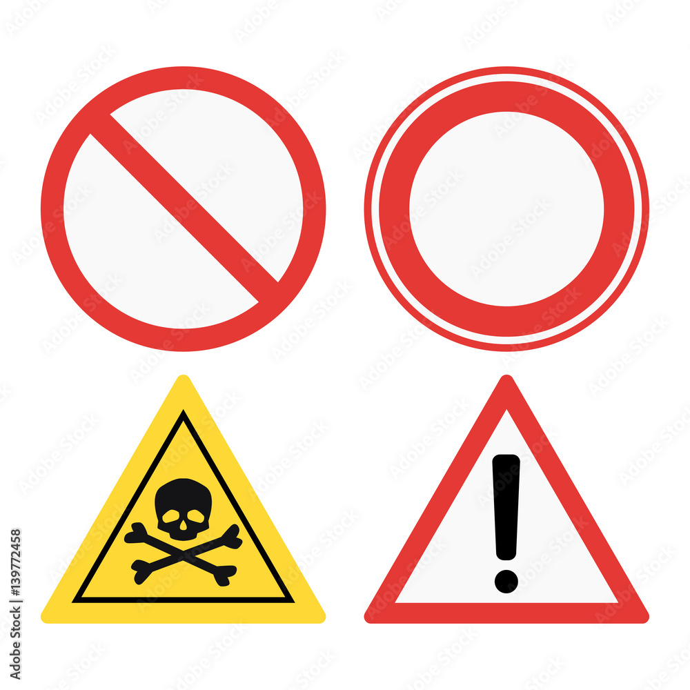 Prohibition signs set safety information vector illustration. Prohibition signs set safety information vector illustration.
