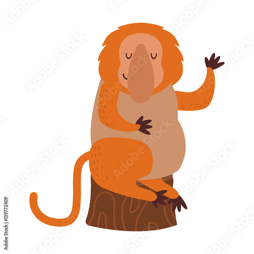 Macaque monkey rare animal vector.