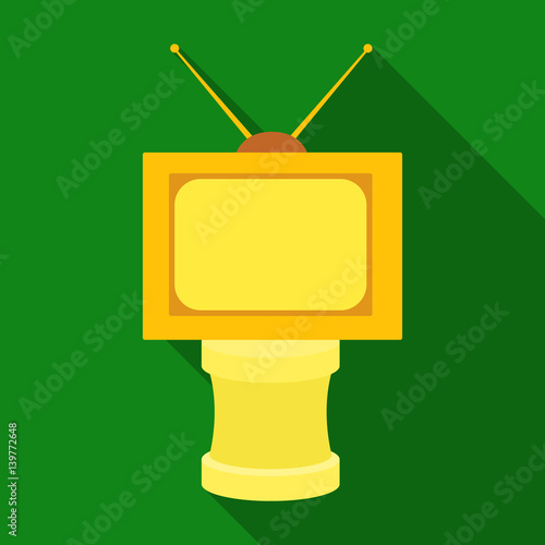 Bronze award in Famer of the TV with aerial.Trophy for best film.Movie awards single icon in flat style vector symbol stock illustration.