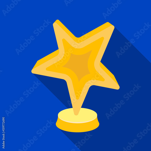 Gold award in the shape of a star.The prize for best role in an action film.Movie awards single icon in flat style vector symbol stock illustration.