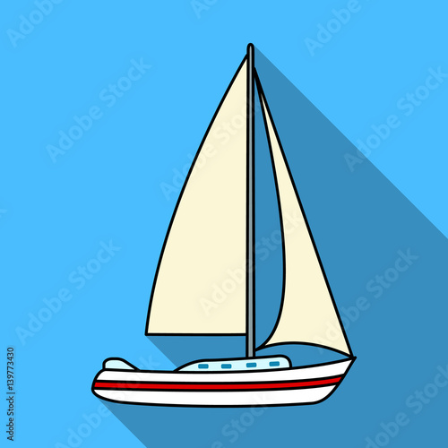 Sailboat for sailing.Boat to compete in sailing.Ship and water transport single icon in flat style vector symbol stock illustration.