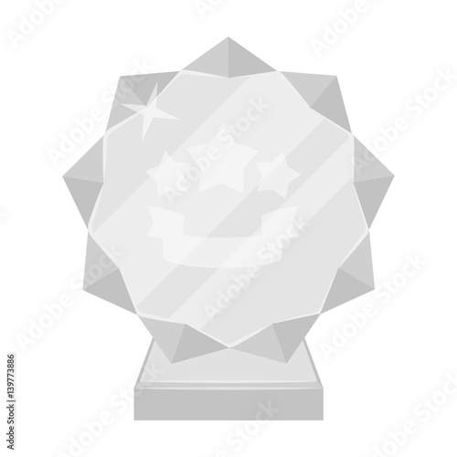 Crystal trophy in the shape of a star.Award for the best song in the talent contest .Awards and trophies single icon in monochrome style vector symbol stock illustration.