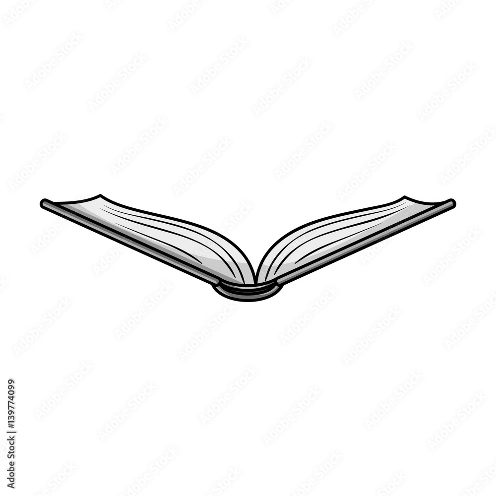 Opened book icon in monochrome style isolated on white background ...