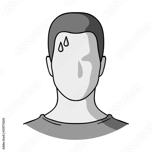 A sweaty man.The man is sweating from diabetes.Diabetes single icon in monochrome style vector symbol stock illustration.