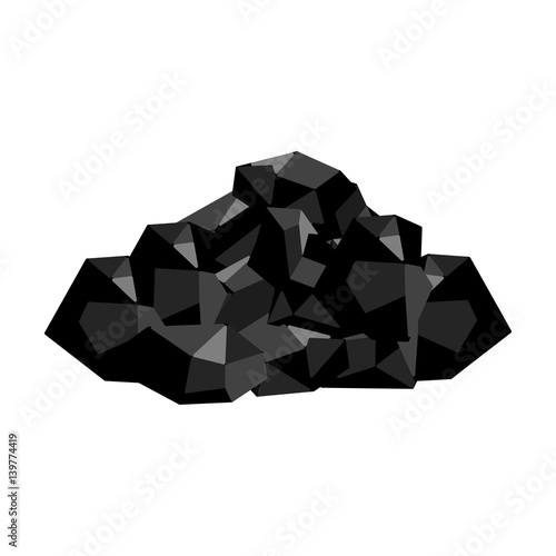 Black minerals from the mine.Coal, which is mined in the mine.Mine Industry single icon in monochrome style vector symbol stock illustration.
