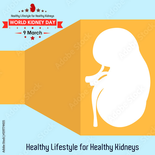 World kidney day 2017, celebrating to prevention obesity greeting card illustration cartoon