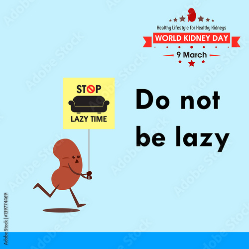 World kidney day 2017, celebrating to prevention obesity greeting card illustration cartoon