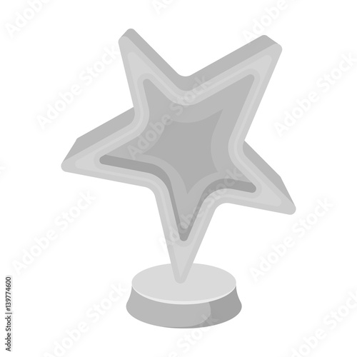 Gold award in the shape of a star.The prize for best role in an action film.Movie awards single icon in monochrome style vector symbol stock illustration.