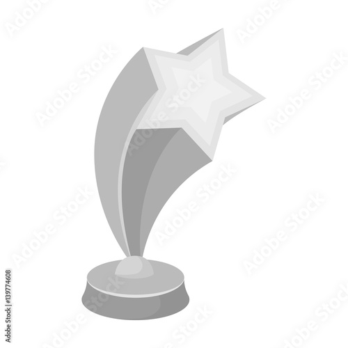 Cup in the shape of silver stars flying upward. Award for best performance of secondary roles.Movie awards single icon in monochrome style vector symbol stock illustration.
