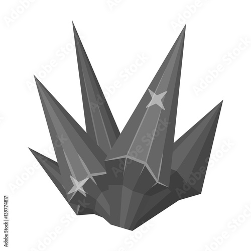 Red natural mineral icon in monochrome style isolated on white background. Precious minerals and jeweler symbol stock vector illustration.