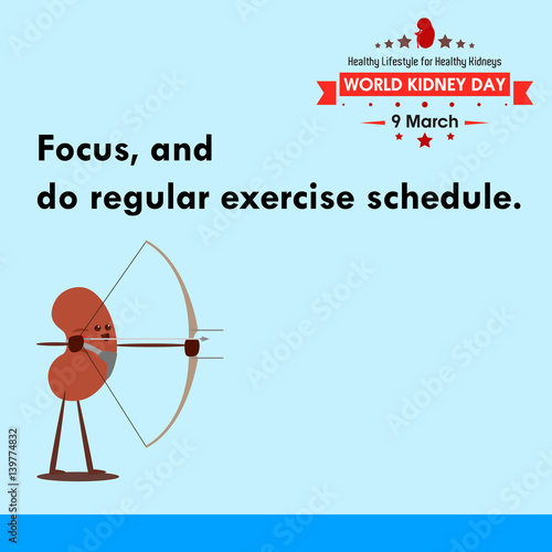 World kidney day 2017, celebrating to prevention obesity greeting card illustration cartoon