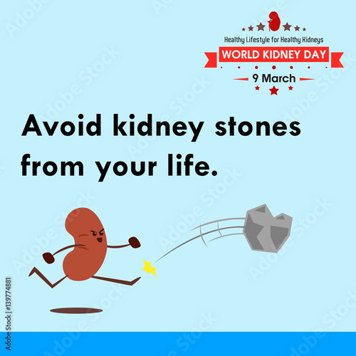 World kidney day 2017, celebrating to prevention obesity greeting card illustration cartoon
