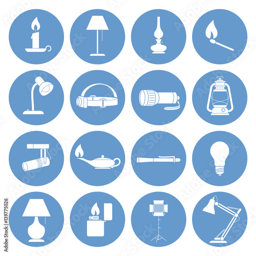 Lamp Icons Set. Vector illustration of a Set of Lamp Icons