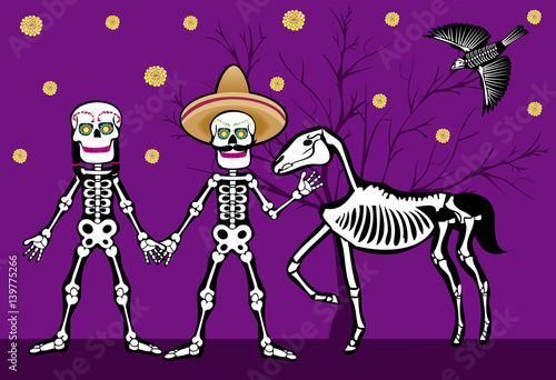 mexican skull at nigth