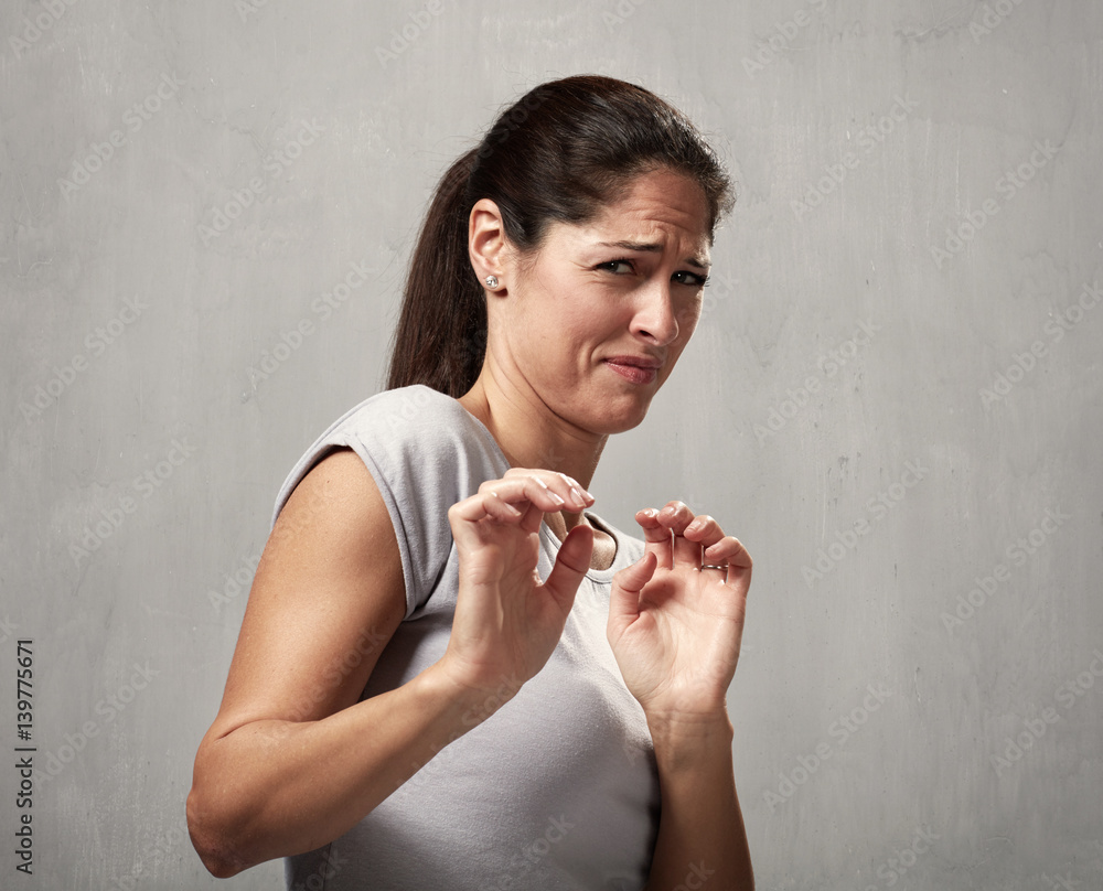 Girl disgusted face expression Stock Photo | Adobe Stock