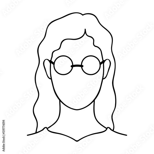 A woman with blond hair with glasses.A blind woman because of diabetes.Diabetes single icon in outline style vector symbol stock illustration.