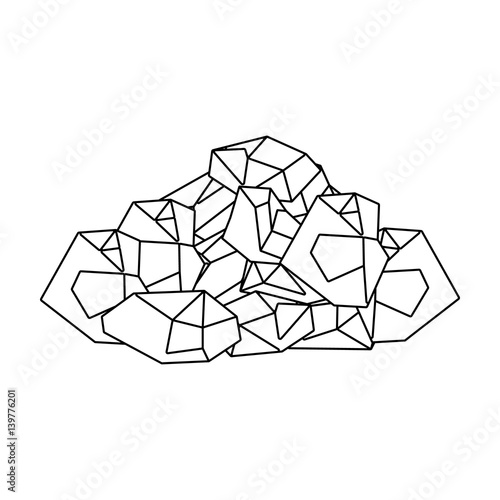 Black minerals from the mine.Coal, which is mined in the mine.Mine Industry single icon in outline style vector symbol stock illustration.