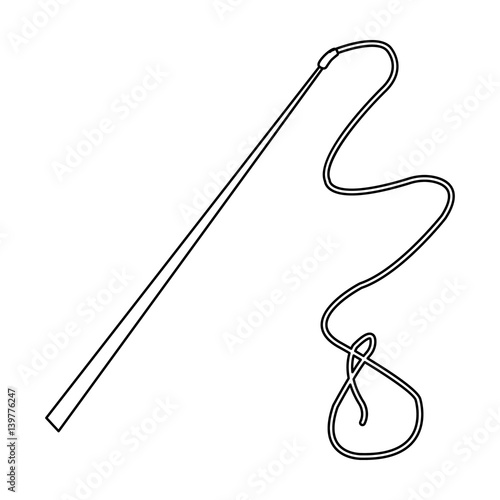 Mongolian whip.The whip is for herding cattle.Mongolia single icon in outline style vector symbol stock illustration.
