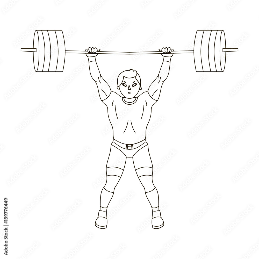Fitness Boy Squat Barbell Arms Gym. Slim, Fit Male Athlete Weightlifter  Training Stock Illustration - Illustration of power, lifting: 278398182